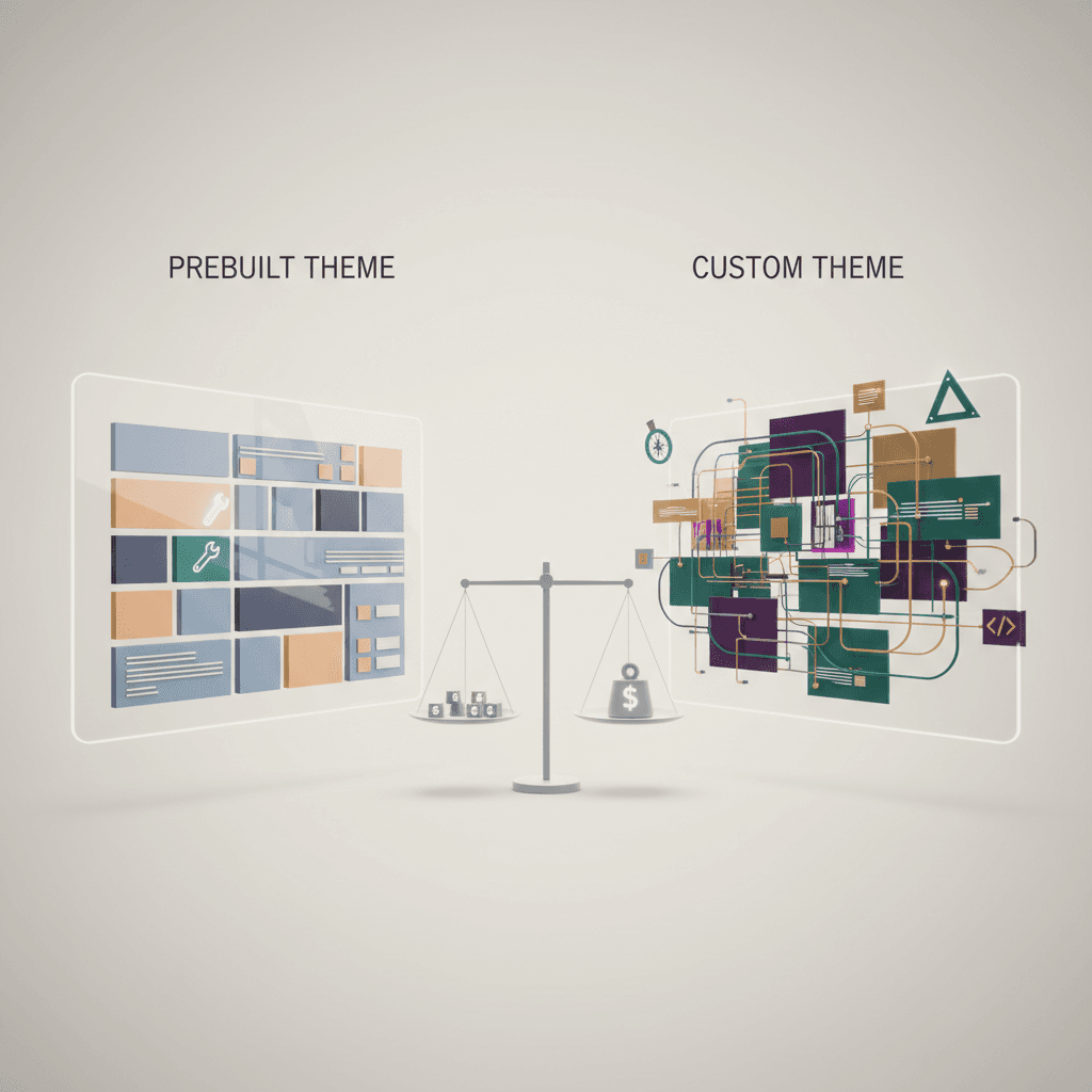Custom Shopify Theme vs Prebuilt Theme practical implementation visual