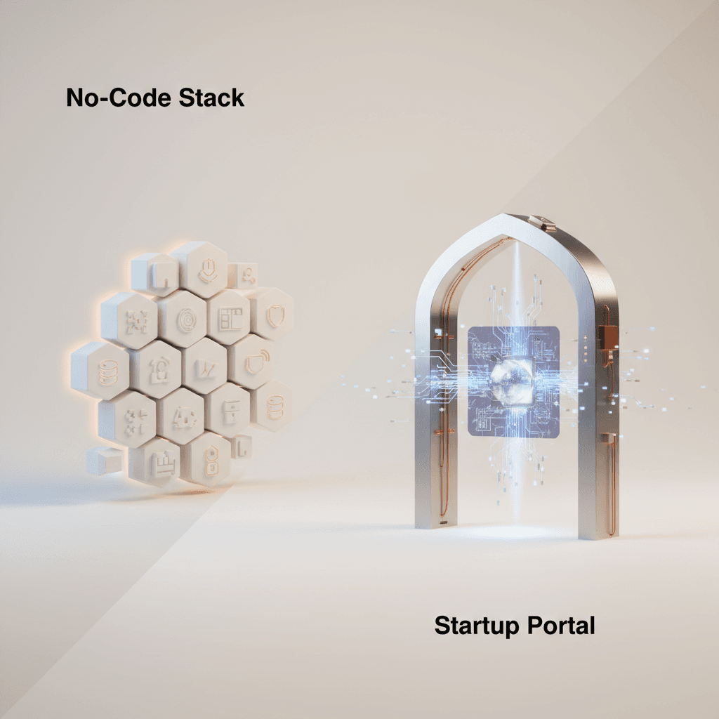 Startup Portal vs No-Code Stack hero cover