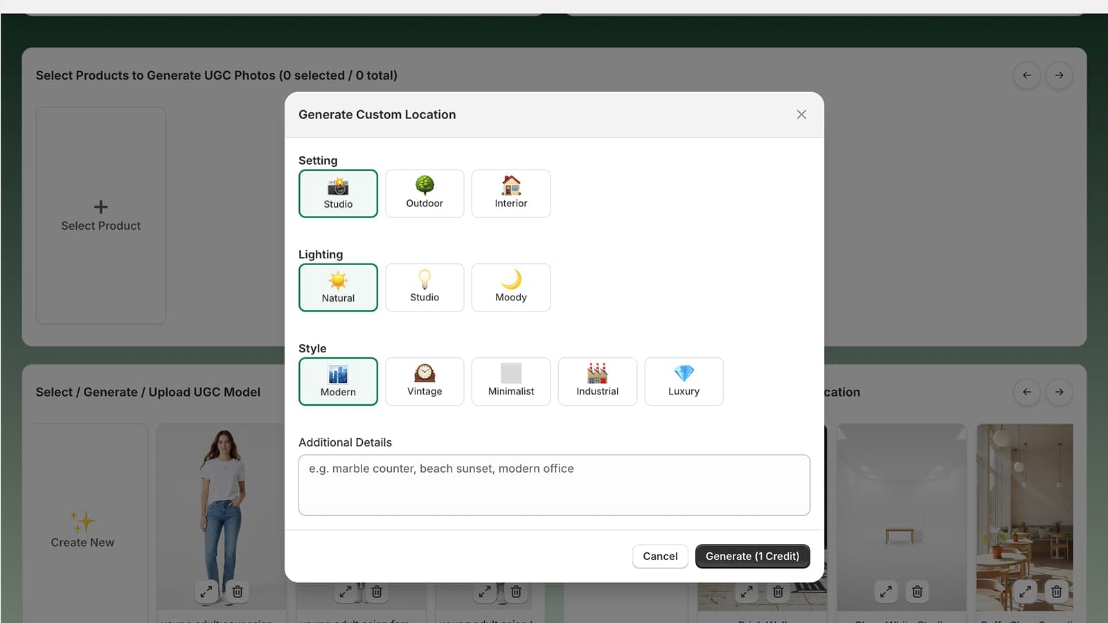 MyUGC Shopify App workflow screen