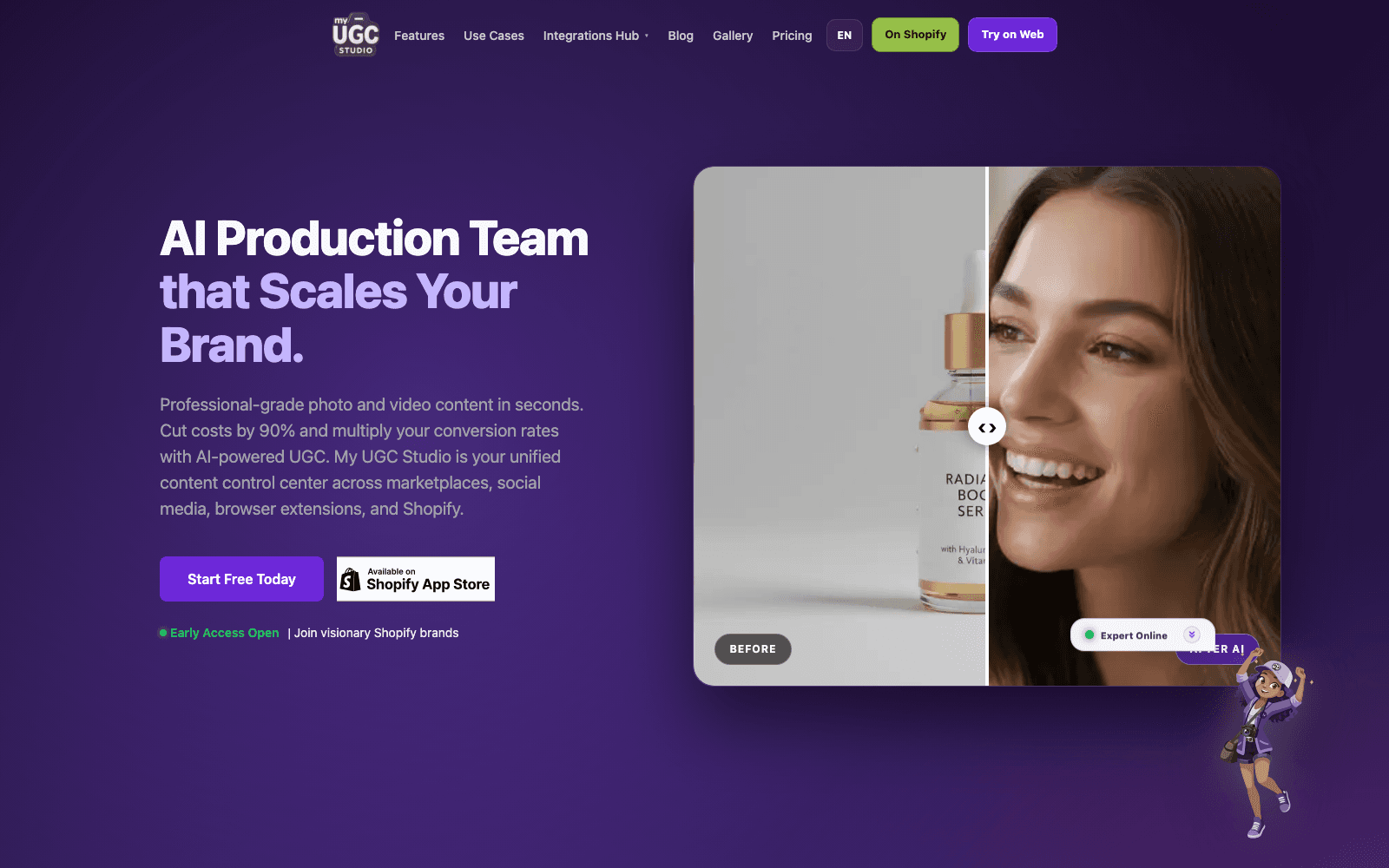 My UGC Studio real product site screenshot